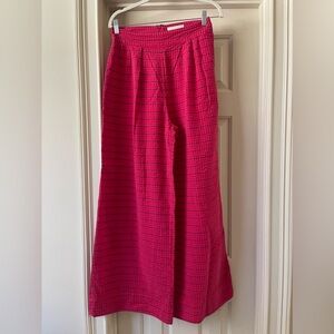 Anthropologie Red Seersucker Wide Leg Pants